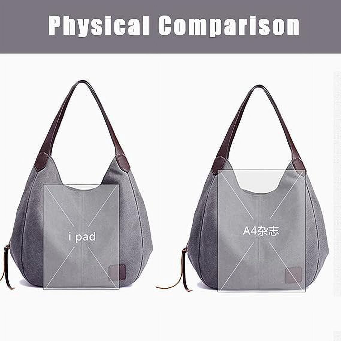 Women Canvas Hobo Purse Multi Pocket Handbags Shoulder Bags Tote Purses