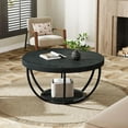 thumbnail image 4 of AEGFKDRound Coffee Table, 31.7" Black 2-Tier Circle Coffee Table with Storage Shelves, Modern Accent Cocktail Table Center Table for Living Room, 4 of 10