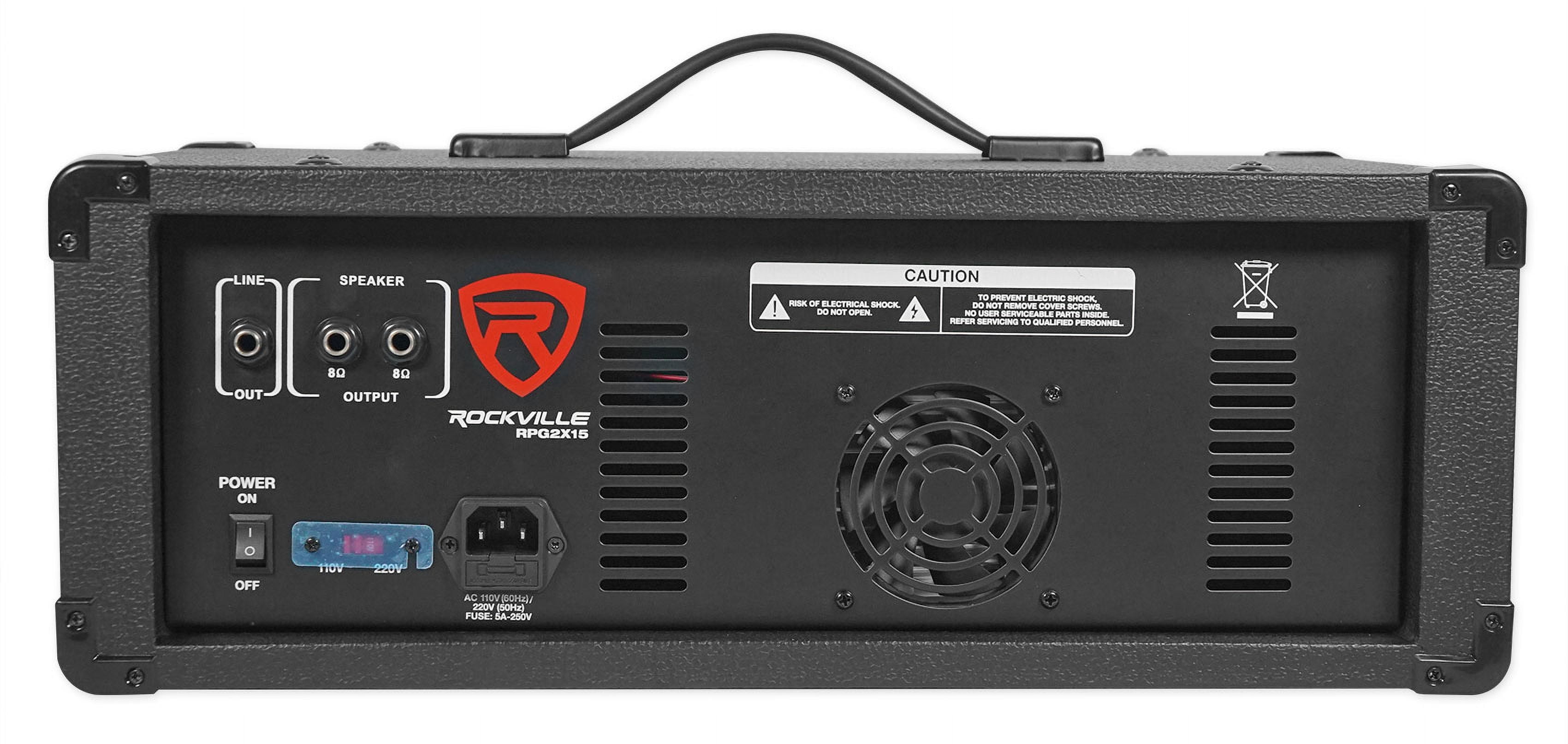 Rockville RPG2X15 Package PA System Mixer/Amp+15" Speakers+Stands+Mics+Bluetooth