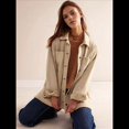 thumbnail image 4 of Chaqueta Vaquera Urbana para Mujer: Chaqueta Vaquera Estilo Boyfriend, Holgada, de Larga y con Botones Al Frente. Crema M, 4 of 7