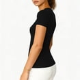 thumbnail image 5 of Wowcloth Women's V-Neck T-Shirt, Solid Color Short Sleeve, Fashion Casual for Everyday Wear, 5 of 6
