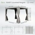 thumbnail image 2 of Domi Outdoor Living 10' x 10'Aluminum Louvered Pergola w/Adjustable Roof Louvers, Full Aluminum Frame & Built-In Gutter System for Deck, Garden, or Backyard, Gray, 2 of 8
