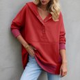 thumbnail image 2 of vigerkar Women's Casual Long Sleeve Sweatshirt Loose Henley Neck Pullover Tunic Tops Fashion Outfits (Wine, M), 2 of 9