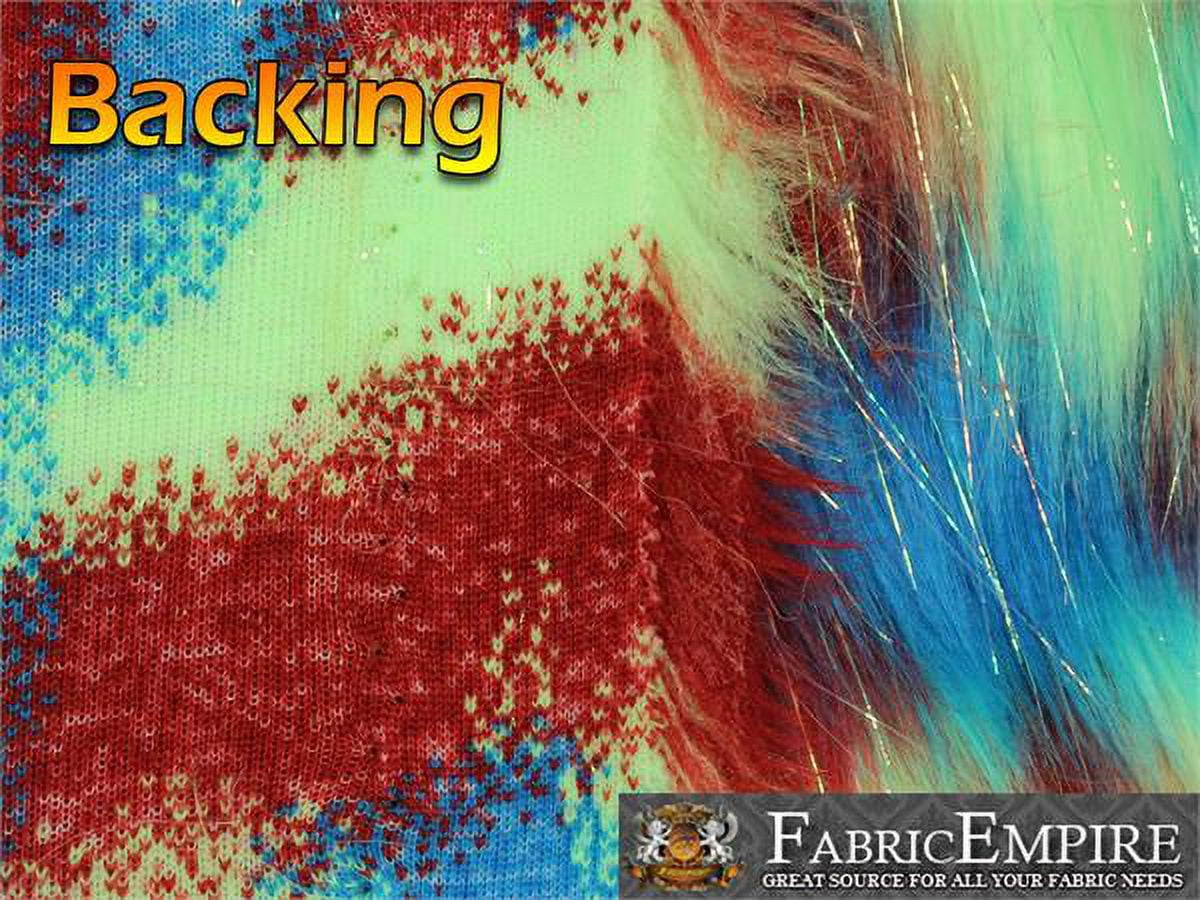 Faux Fur Fabric Long Pile Rainbow SPARKLING Tinsel RED LIME TURQUOISE/ 60" Wide / Sold by the yard