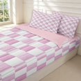 thumbnail image 3 of Manfei Vintage Grid Zipper Twin Comforter Sets with Fitted Sheet and 2 Pillowcases,Modern Checkered Zipper Bedding Set,Pink White,Pink Reversible,4pcs, 3 of 8