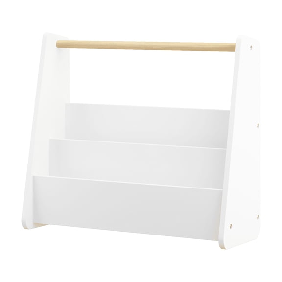 MOONRIVER Kids Bookshelf with Wooden Handle, 2-Tier Front-Facing Toddler Bookcase, White