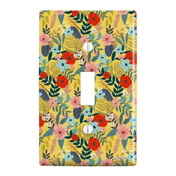Laila Floral Pattern Plastic Wall Decor Toggle Light Switch Plate Cover