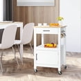 thumbnail image 2 of YYAo Kitchen Storage Island, Kitchen Cart,Kitchen Island with Storage Drawer and 3 Hooks-White, 2 of 9