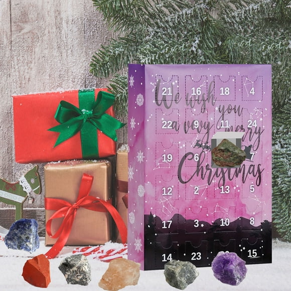 EGNMCR Christmas Decorations, Christmas Tree ornaments, Christmas Gifts 2024 Christmas Advent Calendar 24 Natural Crystal Agate Fossils Day Advent Calendar