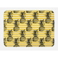 thumbnail image 1 of Grunge Bath Mat, Retro Striped Background with Pineapple Figures Vintage Hippie Graphic, Non-Slip Plush Mat Bathroom Kitchen Laundry Room Decor, 29.5 X 17.5 Inches, Black and Earth Yellow, Ambesonne, 1 of 2