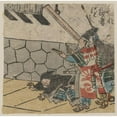 thumbnail image 2 of Utagawa Kuniyoshi 15x15 Gold Ornate Wood Frame and Double Matted Museum Art Print Titled - Hyoshigi O Utsu Bushi (1830), 2 of 4