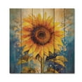 thumbnail image 3 of Designart "Golden Sunflowers in Yellow and Blue II" Floral Print on Natural Pine Wood, 3 of 5