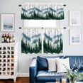 thumbnail image 2 of Ink Green Forest Kitchen Curtains Sets for Windows 24 Inch Length, Watercolor Modern Mountain Rod Pocket Window Treatments Tier Curtains and Valances Set for Bedroom/Bathroom, 2 of 8