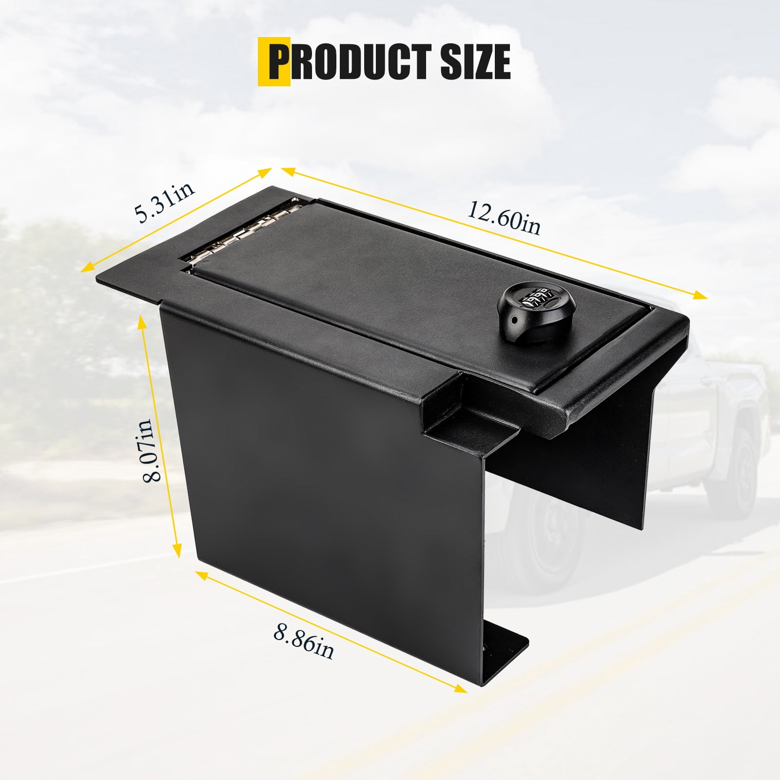 3mirrors Center Console Safe Gun Safe Box with Springs Hinge Compatible with Toyota Tundra 2022-2024 & Sequoia 2023-2024