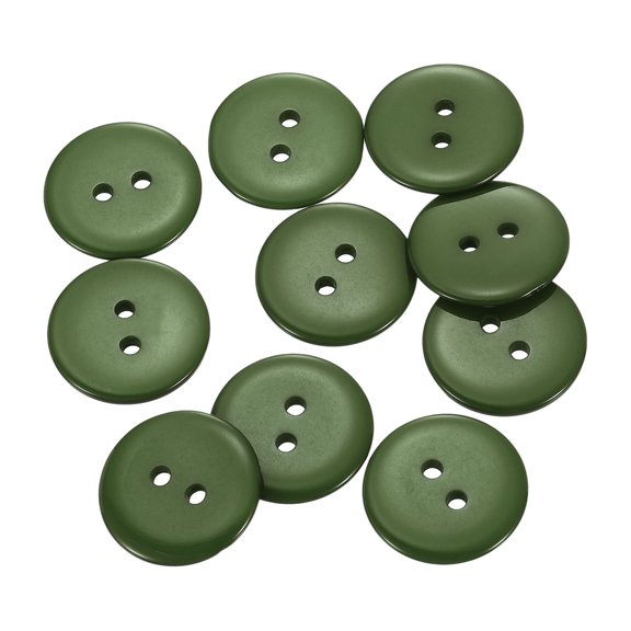 Uxcell 10Pcs Resin Sewing Button, 20mm 2 Holes Round Craft Buttons Dark Green