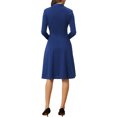thumbnail image 3 of INSPIRE CHIC Women's Wear to Work Tie Neck Knit Long Sleeve Midi Dress XS Royal Blue, 3 of 5