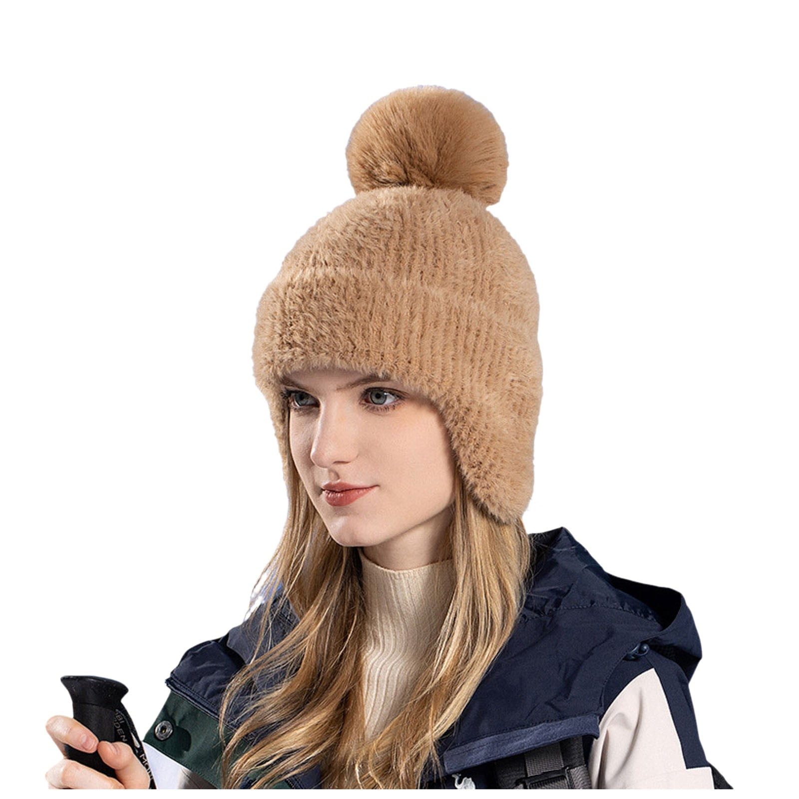 Tanhomme Hats, Winter Hats for Warm Thermal Fleece Lined, Thick Knit Fashion Cap for Guys Women's Fashionable And Versatile Dome Ear Knitted Hat To Keep Out The Cold