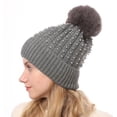 thumbnail image 3 of WITHMOONS Winter Soft Knit Pom Beanie Beads Skull Slouch Hat YZP0082 (Grey), 3 of 6