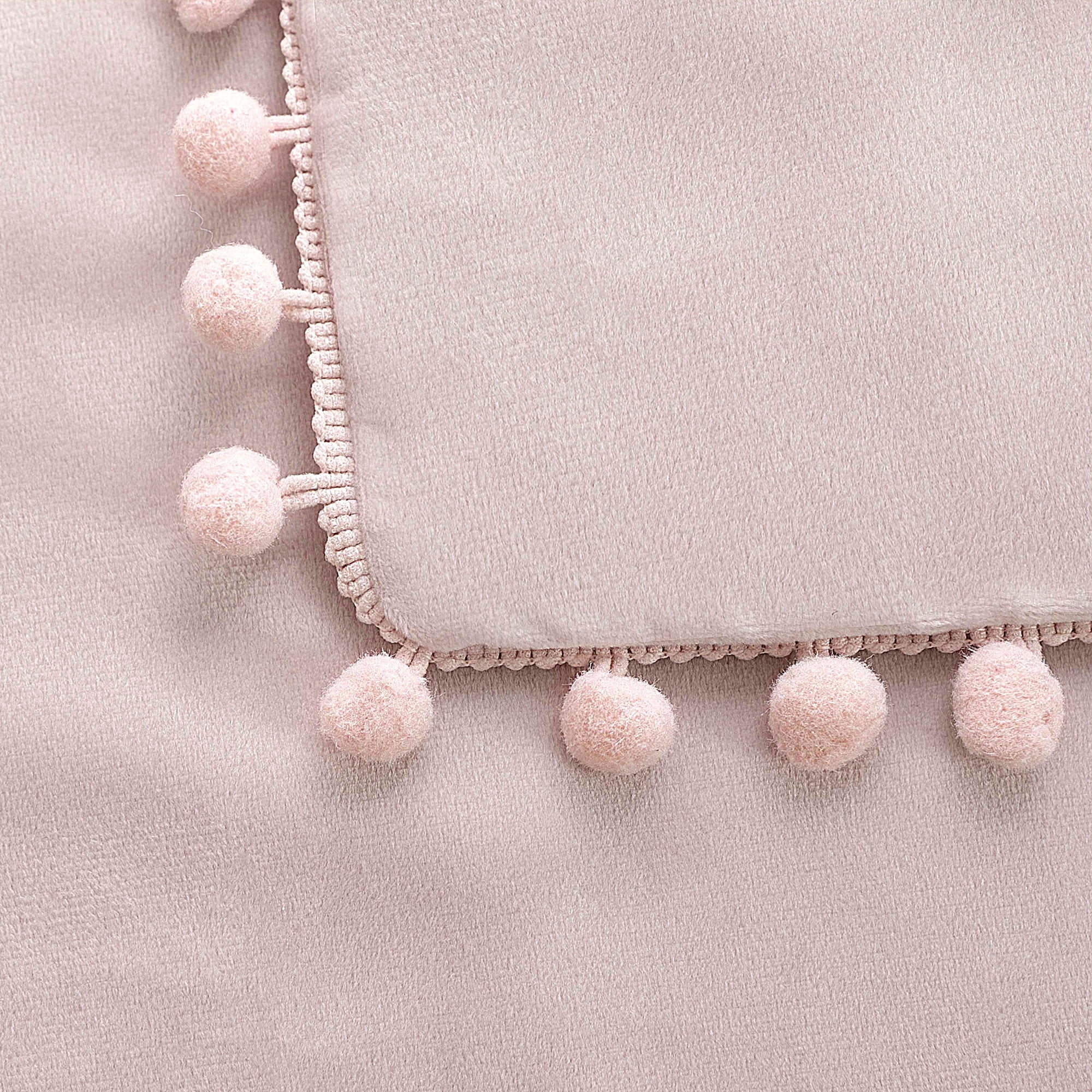 Unique Bargains Velvet Pillow Cover with Pompoms for Sofa 1PCS Pale Pink 16x16Inch