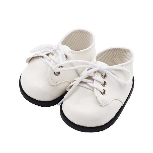 fastboy Cadeaux Faits à la Main Chaussures de Poupée Bout Rond en Cuir PU Peluche Accessoires de Poupée Jouet Chaussures de Poupée Blanches