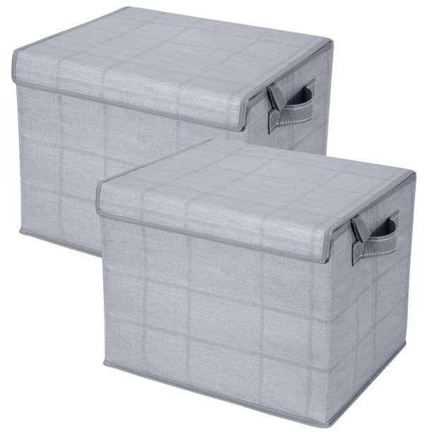 2 Pack Foldable Large Storage Bins, Collapsible Cubes Gray/Windowpane