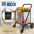 thumbnail image 2 of Shopping Cart with 360 Swivel Front Wheels, Collapsible, Heavy Duty, Versatile Utility Cart, Load Capacity of 110 lbs, for Groceries and Laundry and More, 2 of 8