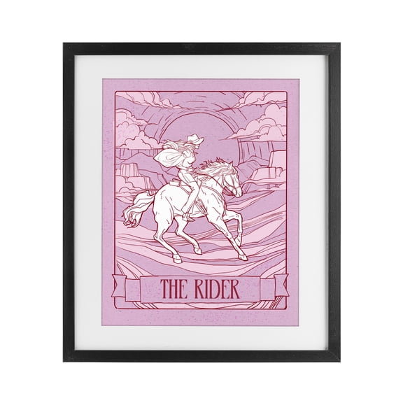 Stupell Industries Eclectic Cowgirl Rider Tarot Card Black Framed Print Under Glass, 13 x 16, by Ziwei Li