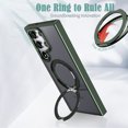 thumbnail image 3 of Designed for Samsung Galaxy S25 Ultra Case with Magnetic Invisible Stand [Military Drop Protection] [Compatible with MagSafe] Shockproof Anti-fall Ultra Slim Translucent Matte Phone Case Cover,Green, 3 of 6