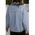 thumbnail image 2 of Retro Style Long Sleeve Denim Jacket: Sky Blue Stripe, Oversized Fit, 2 of 12
