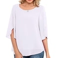 thumbnail image 1 of Camiseta de mujer con media manga dividida, doble capa, tipo suelto, Top de verano para el trabajo, uso diario, 1 of 6