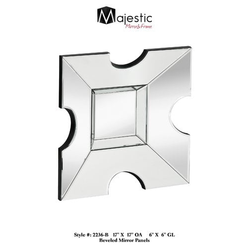 Majestic Mirror Small Contemporary Wood Framed Square Glass Hanging Wall Mirror