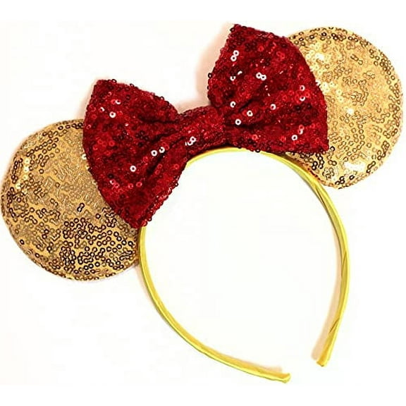 CLGIFT Beauty and the Beast Ears, Belle Ears, Belle Mickey Ears, Disney Inspired Beauty and the Beast Ears, Gold Minnie ears,