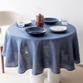 thumbnail image 6 of Simple&Opulence Textured Tablecloth 100% Linen Table Cloth, Kitchen Dinning Tabletop Decoration,for Outdoor and Indoor Use(Round Blue,60"), 6 of 6