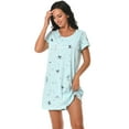 thumbnail image 3 of PinkBeautiM Cotton Nightgowns for Women Soft Nightshirts Printed Round Neck Sleep Dress 3 Pack, 3 of 6