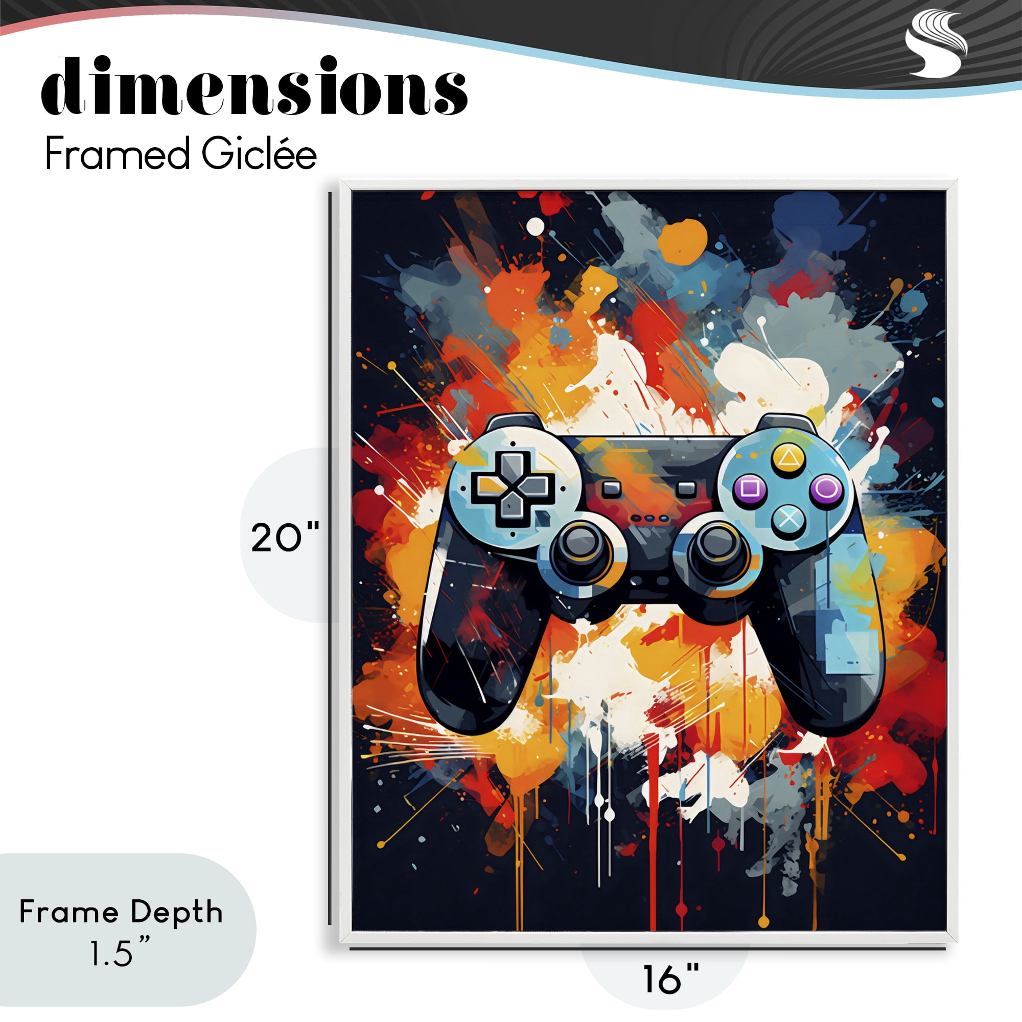 Stupell Industries Orange Paint Splash Gamer White Framed Giclee Art, design by Creative Studio