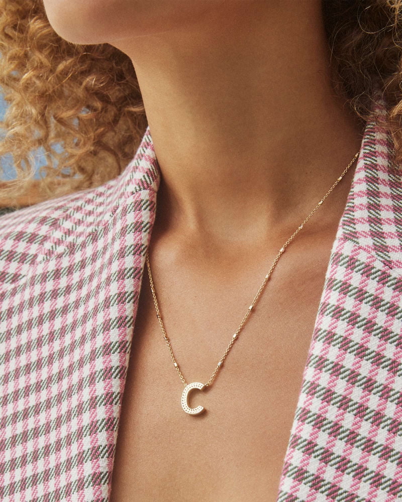 JBD Letter C Pendant Necklace, Yellow Gold, 19”
