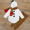 thumbnail image 2 of XFHLMJFF Christmas Snowman Jumpsuits for Bodysuits Baby Onesie Boys Girls Long Sleeve Zipper Hooded Coveralls Pajama With Striped Striped Pants and Scarf 3Pcs for 18-24 Months, 2 of 7