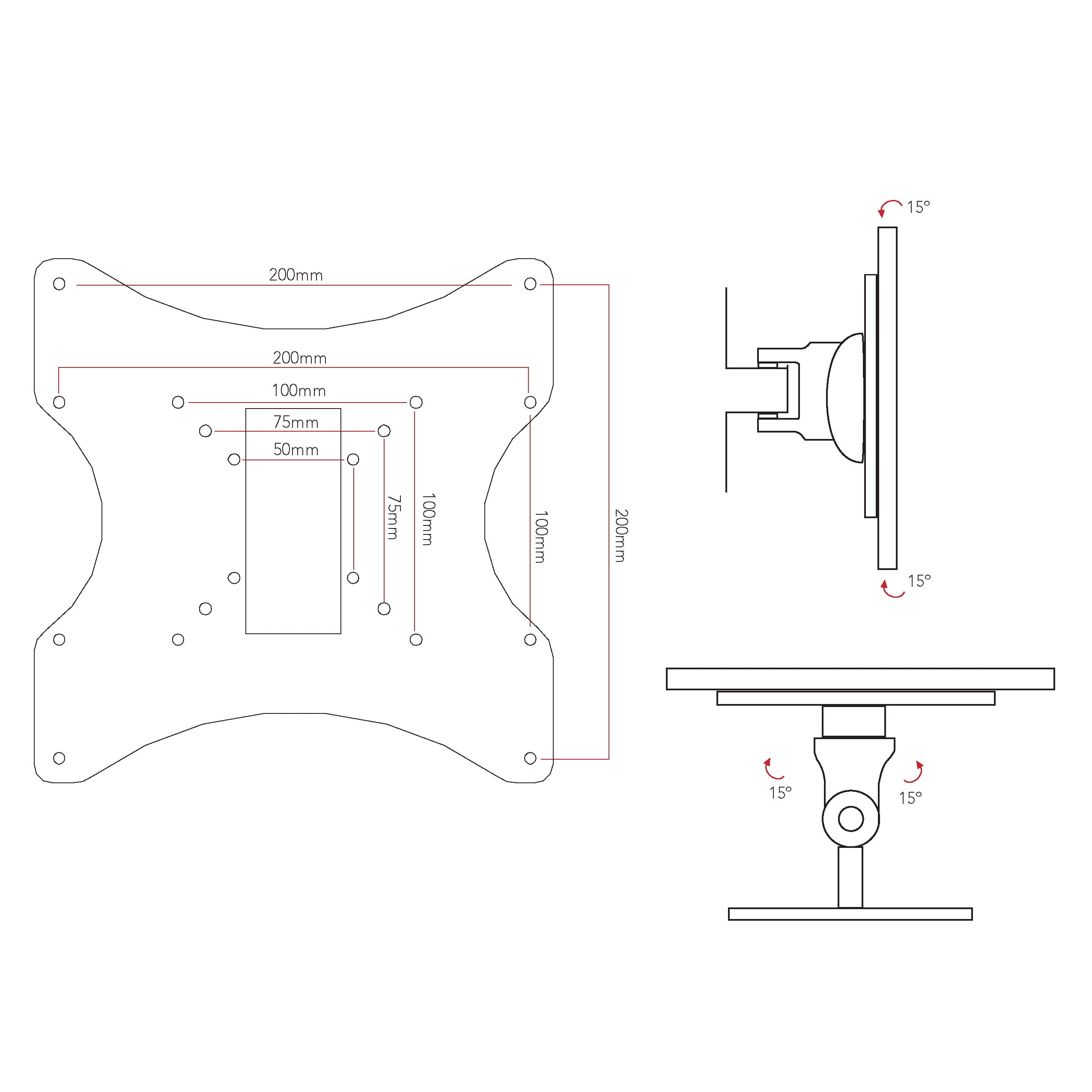 CorLiving TV Tilt Swivel Wall Mount for 10" - 32" TVs