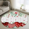 thumbnail image 2 of Valentine's Day Washable Round Area Rug 3.3 ft, Red Heart Green Eucalyptus Roses Petals Plaid, Soft Non Slip Rugs Stain Repellent Indoor Felt Carpet for Living Dining Room Bedroom Home Office, 2 of 9