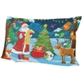 thumbnail image 6 of Santa Claus Together with Forest Animals Velvet Oblong Lumbar Plush Throw Pillow Cover/Shams Cushion Case 16x24in Decorative Invisible Zipper Design for Couch Sofa Pillowcase Only, 6 of 7