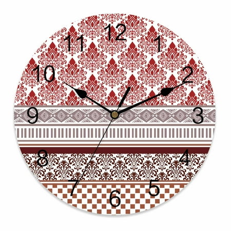 Silent Wall Clocks Battery Operated, Boho Round Decorative Wall Clock for Living Room Bedroom