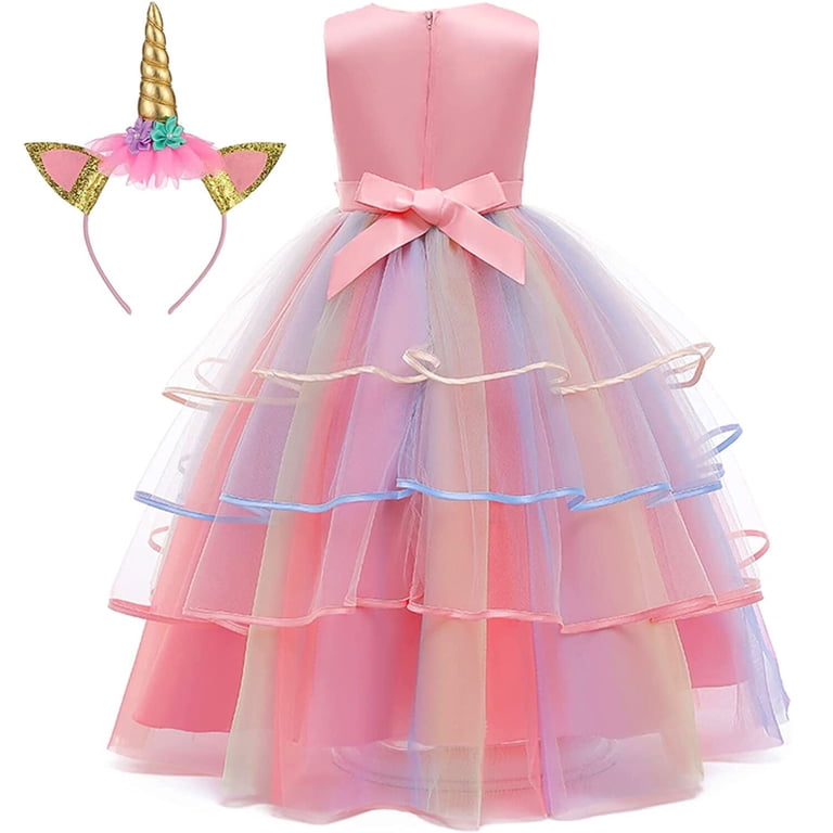 open lace back dress Rainbow Unicorn Dress | Little Girl Dresses