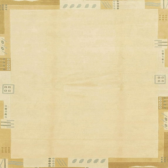 Ahgly Company Machine Washable Indoor Square Abstract Sun Yellow Area Rugs, 6' Square