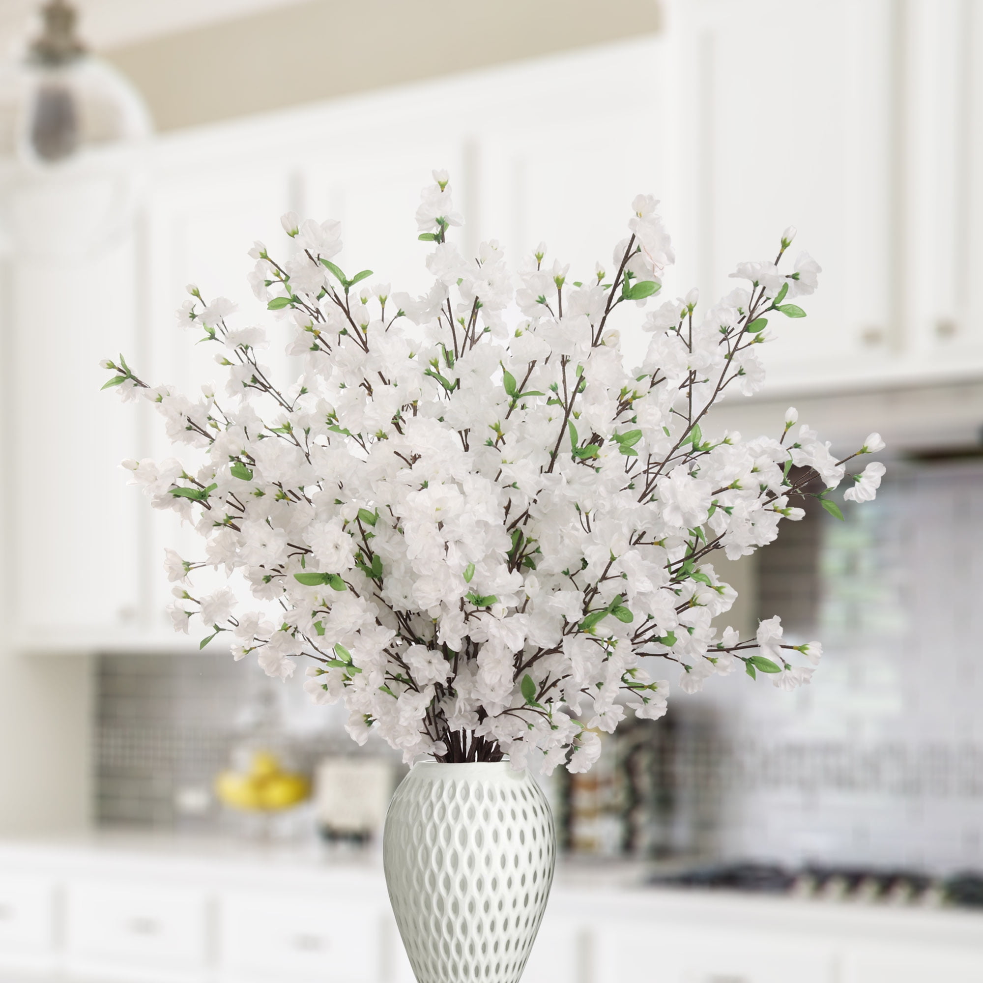 White Artificial Flower Plant Silk Willow Leaf Wedding Home Vase Bouquet Decor~ 