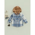 thumbnail image 2 of Bagilaanoe Toddler Baby Boy Girls Hooded Jacket Plaid Long Sleeve Single-Breasted Shacket Coat with Pockets 1T 2T 3T 4T 5T 6T Kids Fall Casual Outwear, 2 of 8