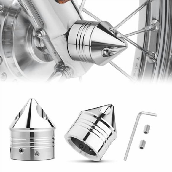 Pbymt Chrome Front Axle Nut Cover Cap Cnc Aluminum Compatible For Harley Davidson Softail Road King Street Electra Glide Fat Boy Iron 883 2002-2023