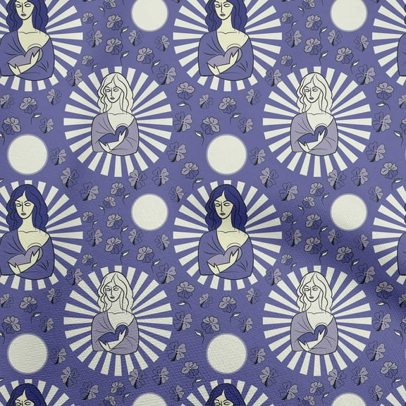 oneOone Cotton Poplin Purple Fabric Christmas Jesus Birth Sewing Material Print Fabric By The Yard 56 Inch Wide