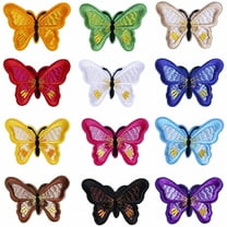 VANIDO 12pcs Multicolor Butterfly Iron on Patches Embroidered Motif Applique Assorted Size Decoration Sew On Patches Custom Patches