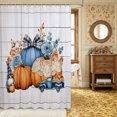 thumbnail image 2 of Erosebridal Pumpkin Truck Shower Curtain 72Wx72L,Fall Farm Bathroom Curtain,White Blue Orange, 2 of 6