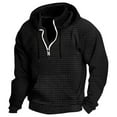 thumbnail image 2 of DDAPJ pyju Quarter Zip Hoodies for Men Waffle Knit Hooded Sweatshirt Cargo Tactical Hoodie Loose Casual Textured Pullover Sweatshirts with Pocket Black M, 2 of 6